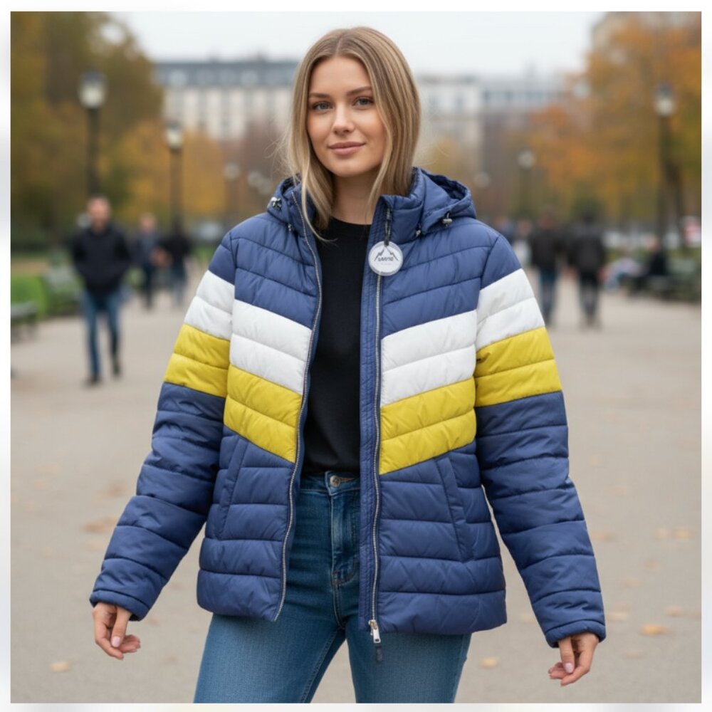 NWT HFX Striped Packable Light Weight Puffer Winter Ski Jackable Jacket XS